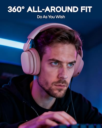 EPOMAKER X Aula G7 Pro Wireless Gaming Headset, Dual Mode BT5.3 & 2.4GHz | 7.1 Surround Sound, 80+ Hour Battery, RGB Light, with Noise Canceling Mic for PS5, PS4, Switch, PC (Pink) - color: Pink