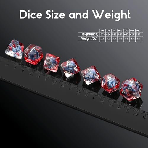 DNDND 7-Piece Baby Dinosaur Themed DND Dice Set - Resin Polyhedral Dice with Sivler Numbers for Dungeons and Dragons Pathfinder (Baby Dinosaur) - color: Baby Dinosaur