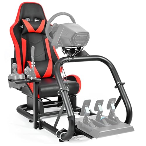 Dardoo Racing Simulator Cockpit with Red Seat Fit for Logitech G29 G920, for Thrustmaster T300RS TX, for Fanatec, for PC, Adjustable Driving Gaming Frame,Not Included Shifter,Steering Wheel & Pedals