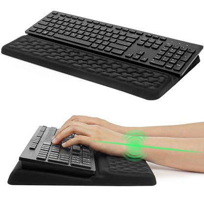 Cirhy 2-in-1 Ergonomic Keyboard Stand and Wrist Rest, Memory Foam, Black | 12.5 and 3 Degree Angle Support, Memory Foam Wrist Cushion, Non-Slip Silicone Base, for Typing, Gaming, Office and Study