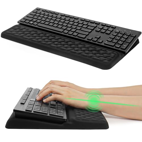 Cirhy 2-in-1 Ergonomic Keyboard Stand and Wrist Rest, Memory Foam, Black | 12.5 and 3 Degree Angle Support, Memory Foam Wrist Cushion, Non-Slip Silicone Base, for Typing, Gaming, Office and Study