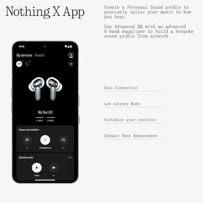 Nothing Ear (3) Wireless Earbuds Super Mic 45dB Hybrid Active Noise Cancelling Bluetooth Headphones Hi-Res 6 Mics, 12mm Dynamic Bass Boost, Dual Connect ANC Sport Ear Buds for iPhone Android, White - color: White