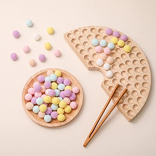 ibwaae Wooden Peg Board Beads Game Color Sorting Toys Counting Matching Game Bead Counting Fine Motor Skill Montessori Toys for Toddlers (Macaron Color) - color: Macaron Color