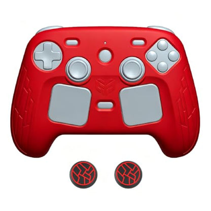 High-Elastic Silicone Protective Case for Steam Controller 2026 Anti-Slip Skin-Friendly Dustproof Anti-Scratch Shock-Absorbing Impact-Resistant Washable Full Cover Shell with 2 Joystick Caps (Red) - color: Red