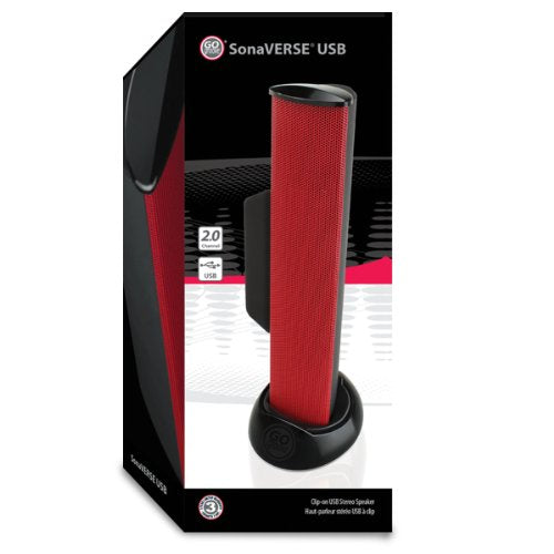 GOgroove SonaVERSE 노트북 컴퓨터용 USB 스피커 - 모니터용 클립온 휴대용 외부 스피커 디자인이 있는 USB 전원 미니 사운드 바, 디지털 오디오 입력 및 전원용 케이블 1개(레드) - color: 레드