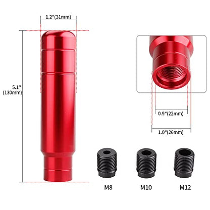 BARTOO Aluminum Alloy Heavy Weighted Shifter Knob, 5" Auto Gear Shift Knob, Car Gear Lever Stick Shifter Handle,with 3 Threaded Adapters M8 M10 M12,Fit Most Automatic Manual Vehicle(Red) - color: Red
