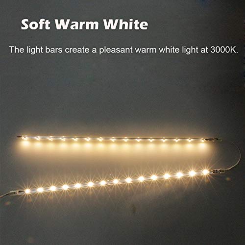 Cefrank Display Lights, 16" LED Light Bar, 4-Pack Linkable Warm White Kit | Ultra Thin Plug in Light Bar for Bookshelf Accent Lighting, Soft Glow, Low Heat Safe Touch, Under Cabinet Lamp, 3000K - color: Warm White
