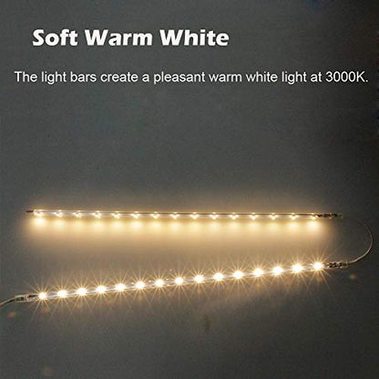 Cefrank Display Lights, 16" LED Light Bar, 4-Pack Linkable Warm White Kit | Ultra Thin Plug in Light Bar for Bookshelf Accent Lighting, Soft Glow, Low Heat Safe Touch, Under Cabinet Lamp, 3000K - color: Warm White