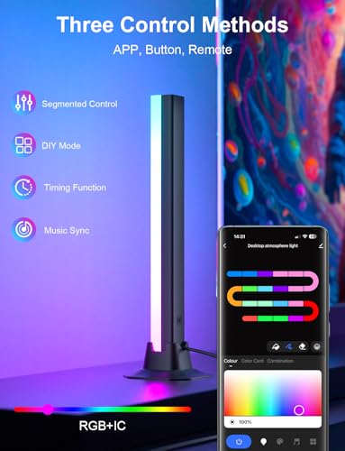 RGB Light Bar, Smart LED Light Bar Work with Alexa, Music Sync, APP & Remote Control, USB Powered TV Backlight, Color Changing Ambient Lighting for Room PC Monitor Gaming Desk (Adapter not Included)