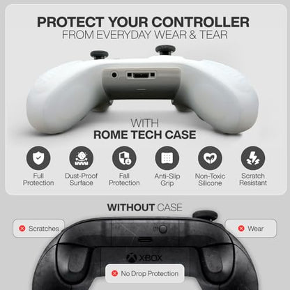 for Xbox Controller Series X/S (2024/2023) Silicone Protective Cover, Soft Skin Xbox Controller Accessories, Anti-Slip Cover with 2 Joystick Caps (White) - color: White