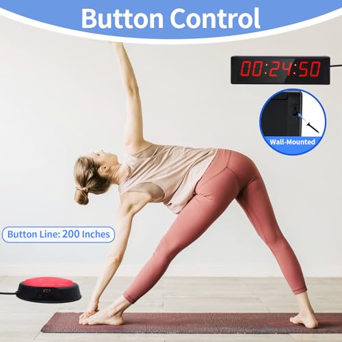Large Stopwatch with Start/Stop Button, LED Digital Timer with Remote, Countdown Clock with Buzzer, Gym Clock for Home Gym, Interval Timer for Workout - style: Plug-in