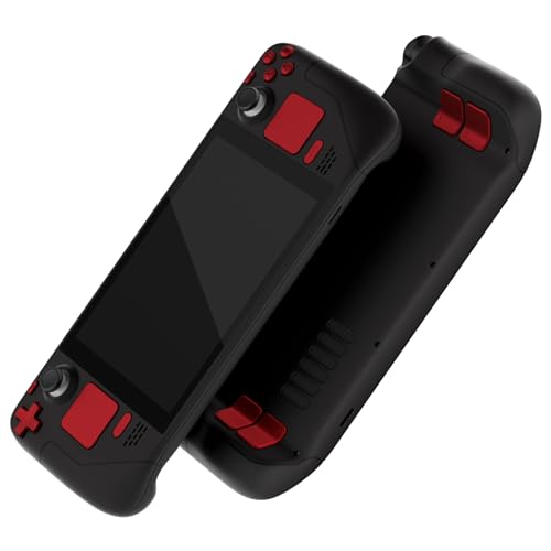 eXtremeRate Scarlet Red Replacement Full Set Buttons for Steam Deck, DIY Custom ABXY D-pad Trackpad Bumpers Triggers Buttons Screwdriver Tool for Steam Deck LCD Handheld Console - Console NOT Included - color: Scarlet Red