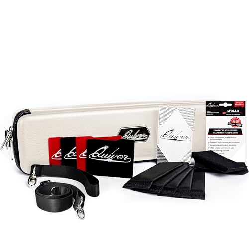 Quiver Time Ivory Quiver Card Carrying Case - TCG Cards Deck Box Holder for Trading Cards, MTG Bag Playing Card Case (+Wrist & Shoulder Strap, Dividers, Separators, Corner Pads + 100 Apollo Sleeves) - color: Ivory White, size: Quiver Card Carrying Case