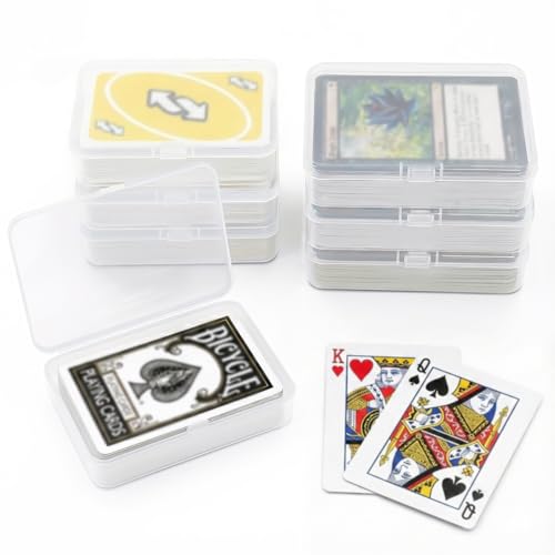 neotidy Playing Card Storage Box Set of 6, Clear Plastic Playing Card Cases with Snap Closure, Mixed Size Card Game Storage Organizer for Standard Playing Cards, Trading Cards & Small Accessories