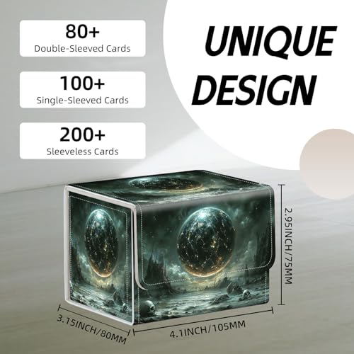 Trading Card Storage Box, Holds 100+ for MTG Cards, PU Leather with Magnetic Closure, Dark Planet Skull Landscape Durable Deck Box for Magic the Gathering, Trading Card Games - color: Dark Planet Skull Landscape