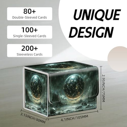 Trading Card Storage Box, Holds 100+ for MTG Cards, PU Leather with Magnetic Closure, Dark Planet Skull Landscape Durable Deck Box for Magic the Gathering, Trading Card Games - color: Dark Planet Skull Landscape