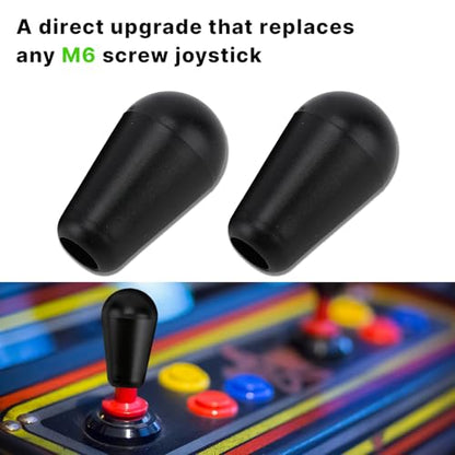 Gallipower 2Pcs Black Ellipse Oval Joystick Head,Arcade Joystick Ball Top Handle Rocker Round Head,Arcade Kit DIY Replacement Parts - color: style 9