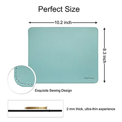 Leather Double Side Mouse Pad With Stitched Edge - Waterproof Ultra Thin for Computers, Laptop, Office & Home, 10.2 x 8.3 Inch, 1 Pack (Azury) - color: Azury