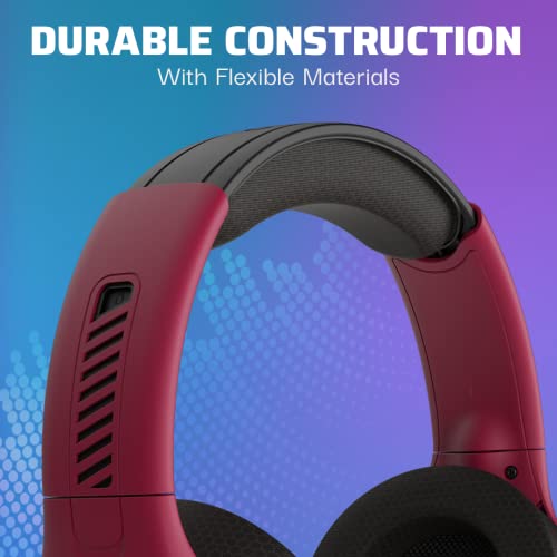 PDP AIRLITE Pro Wireless Stereo Gaming Headset, Officially Licensed by Sony PlayStation 5, PS5/PS4/PS3/PC, Lightweight Durable 40 Foot Connection, Noise-canceling Flip-to-Mute Mic, Cosmic Red - color: Red, style: Wireless