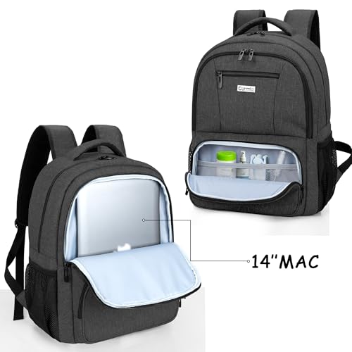 CURMIO CPAP Backpack Compatible with ResMed AirSense 9 10 11, Black | CPAP Supplies Storage Bag with Chest Belt for Power Supply, Mask, Headgear strap, Tubes, Empty Bag - color: Black