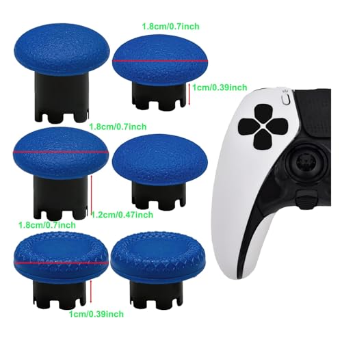 6 Pack Interchangeable Thumbstick Caps for PS5 DualSense Edge Controller Joysticks, DualSense Edge Controller Swappable Thumbsticks Replacement for PS5 Edge Controller (Blue) - color: Blue