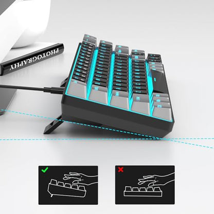 MageGee Portable 60% Mechanical Gaming Keyboard, MK-Box LED Backlit Compact 68 Keys Mini Wired Office Keyboard with Red Switch for Windows Laptop PC Mac - Black/Grey - color: Black/Red Switch