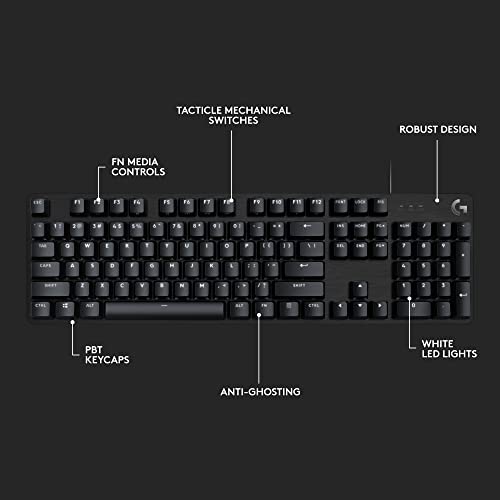 Logitech G413 SE Full-Size Mechanical Gaming Keyboard - Black | Backlit, anti-ghosting, compatible with Windows and macOS, aluminum material - size: Full Size