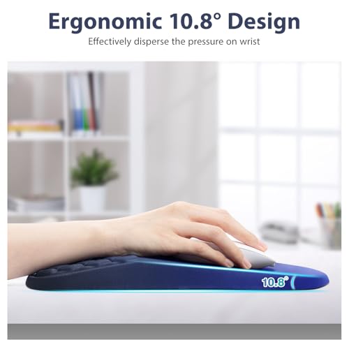 EYROZILL 3 in 1 Ergonomic Mousepad with Wrist Rest, Gaming Keyboard Mouse Pad with Wrist Support Non-Slip Base Massage Design, Pain Relief (Blue/Black) - color: Blue/Black