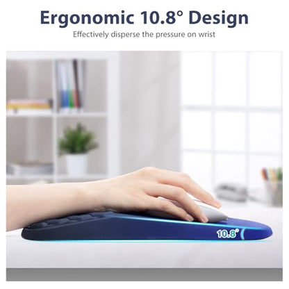 EYROZILL 3 in 1 Ergonomic Mousepad with Wrist Rest, Gaming Keyboard Mouse Pad with Wrist Support Non-Slip Base Massage Design, Pain Relief (Blue/Black) - color: Blue/Black