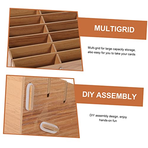 Portable Wooden Multi-grid Card Storage Box Card Organizer for Trading and Tokens for Game Nights and Collectors Compartments Walnut Finish