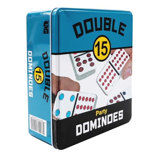 Double 15 Domino Game Travel Tin, Portable Family Game, Ages 8+
