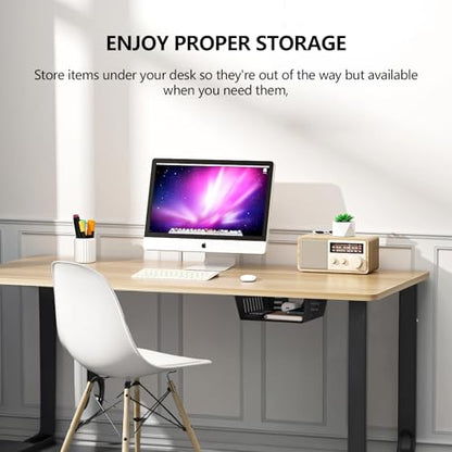2 Pack Under Desk Shelf - Black Desk Shelf for Office Tables & Workstations（8Inch） - size: 8 inch 2 Pack
