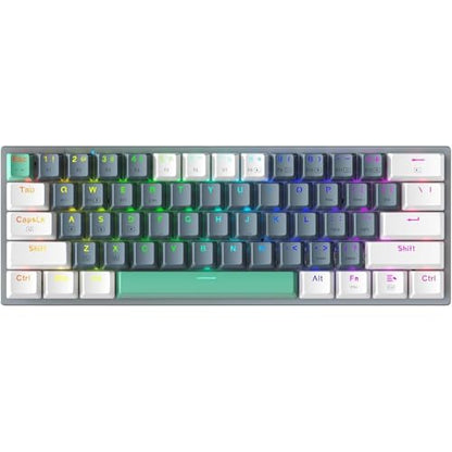 Machenike K500A-B61W 60% Mechanical Wireless Gaming Keyboard, 61 Keys Ultra-Compact Hot Swappable Linear Brown Switch, Dynamic RGB Backlit, Anti-Ghosting, Double-Shot PBT Keycaps, Win/Mac, White - color: White, size: Brown Switch