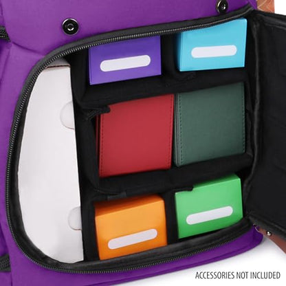 ENHANCE Designer Edition TCG Backpack - MTG Deck Bag Card Binder Space, TCG Deck Box Storage, MTG Playmat Holder - Card Storage Compatible with Magic the Gathering, Pokemon, Lorcana (Canvas Purple) - color: Canvas Purple
