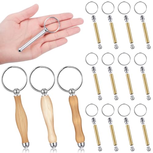 XunYee 12 Pcs WoodTurning Keychain Kit Woodturning Project Kit Wood Turning accessories Mandrel Woodturning keychain for Carpentry woodworker gift (Sliver) - color: Sliver