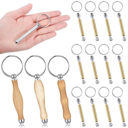 XunYee 12 Pcs WoodTurning Keychain Kit Woodturning Project Kit Wood Turning accessories Mandrel Woodturning keychain for Carpentry woodworker gift (Sliver) - color: Sliver