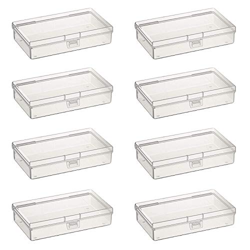 8 Pieces Rectangular Clear Plastic Organizer Box, 135 x 80 x 30 mm | 135 x 80 x 30 mm, Hinged Lids, For Small Items, Craft Projects - size: 135 x 80 x 30 mm