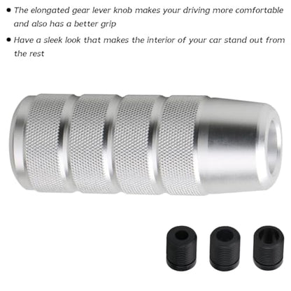 Osilly 3.74 Inch Aluminum Shift Knob with 3 Threaded Adapters, Silver | aluminum alloy construction, ergonomic extended grip, supplied adapters, for manual and select automatic cars, interior parts - color: Silver