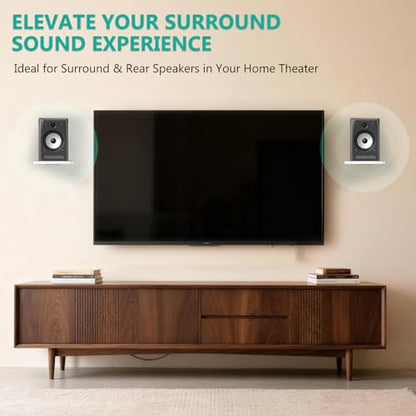 WALI Speaker Wall Mount, Heavy Duty Bookshelf Speaker Floating Wall Shelves, Surround Sound Speakers Stand for Living Room, Home Theater and Gaming Room, Holds up to 55 Lbs, (SWM302W), 1 Pair, White - color: White, size: 7.87" x 7.87"