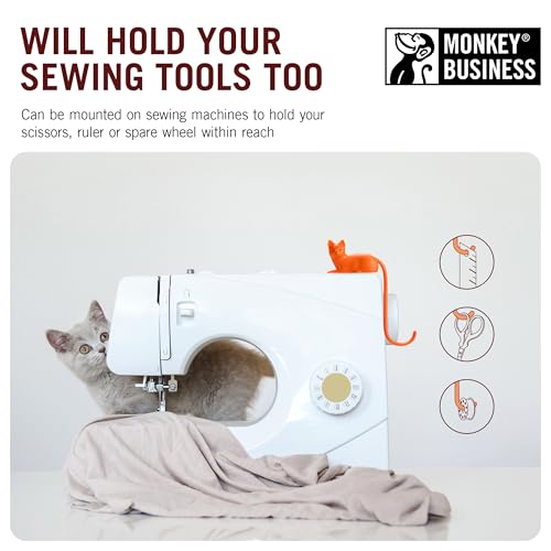 Monkey Business Ginger The Cat Tail Hook for Computer Screen, Tight Spaces, Hang Keys, Accessories in Easy Reach (White) - color: White