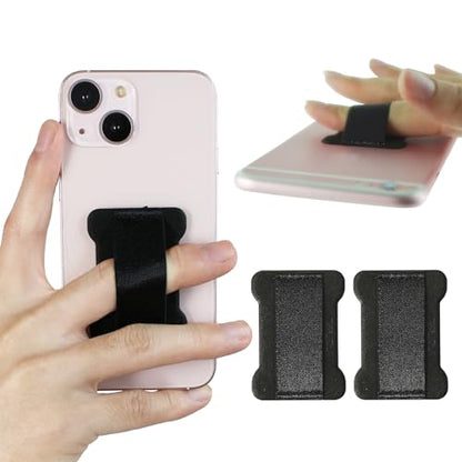WOJI Cell Phone Finger Grip Strap Holder for Hand, Phone Strap, Phone Holder for Hand - Small, New Slim Finger Loop Selfie Grip Compatible with Most Smartphones (Black) - 2Pack - color: Black