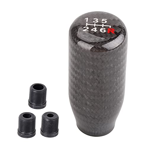 Carbon Fiber Shift Knob for Automatic and Manual Vehicles, Carbon Fiber Gear Shift Knob, 6 Speed Black - size: 6 Speed