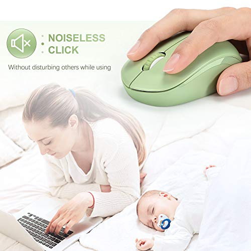 seenda Wireless Mouse, 2.4G Noiseless Mouse with USB Receiver Portable Computer Mice for PC, Tablet, Laptop with Windows System (Olive Green) - color: Olive Green