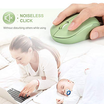 seenda Wireless Mouse, 2.4G Noiseless Mouse with USB Receiver Portable Computer Mice for PC, Tablet, Laptop with Windows System (Olive Green) - color: Olive Green