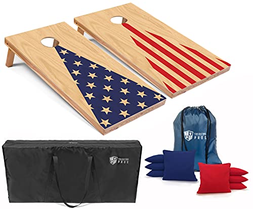 Tailgating Pros Cornhole Board Set w/Bean Bags and Carrying Case - 4'x2' Corn Hole Toss - Tournament and Lightweight Options - Optional LED Lights - color: Inverted Pyramid, size: 4'x2' Boards