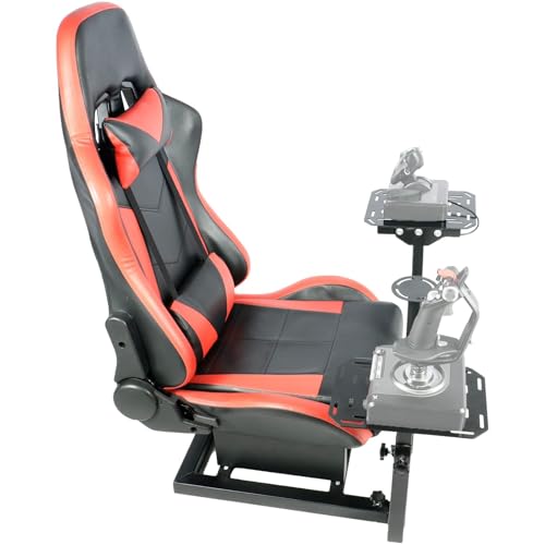 Gazzyt Flight Simulator Cockpit with Red Race Seat Compatible with Logitech X52, for Thrustmaster,for Hotas Honeycomb Warthog,Not Included Throttle and Joystick