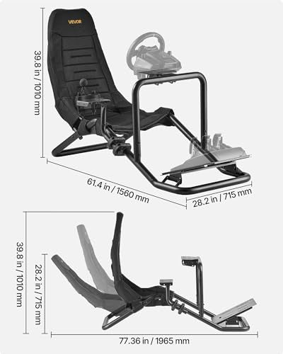 VEVOR Racing Wheel Stand, Heavy-Duty Integrated Simulator Cockpit Steering Stand, Fit Logitech G25,G27,G29,G920,G923, Thrustmaster T300RS,TX F458,T500RS,T3PA-PRO (F1/GT) and CSR Pedals, Black - size: Integrated Cockpit