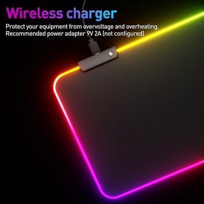 RGB 마우스패드 LED 마우스 패드, 대형 마우스 패드, LED 및 빅 마우스 매트 - color: 블랙.