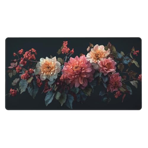 MTG Playmat Flower Art TCG Mat Board Game Card Game Trading Card Game Play Mat Desk Pad Original Hand Painted Stitched Edges Smooth Surface Rubber Base 23.5x13.8in