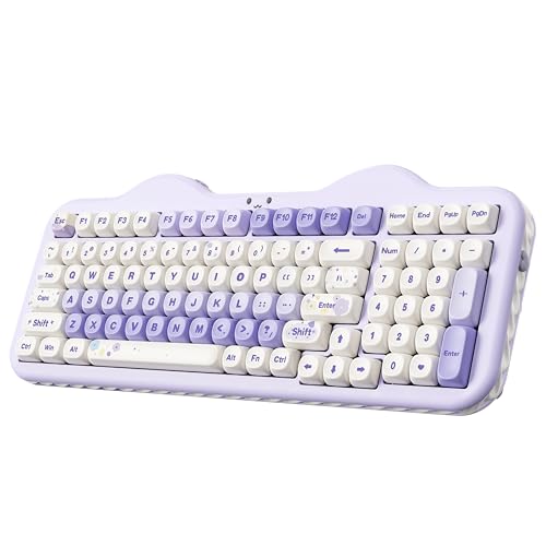 YUNZII C98 Wireless Mechanical Keyboard with Number Pad,99 Key BT5.0/2.4G/USB-C Hot Swap Gasket Mount with PBT MOA Keycaps,Custom RGB,Cute Cake Keyboard for Win/Mac (Purple, Candy Linear Switch) - color: Purple, size: Candy Linear Switch